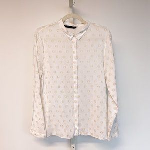 White and Cream Zara Dress Button Up
